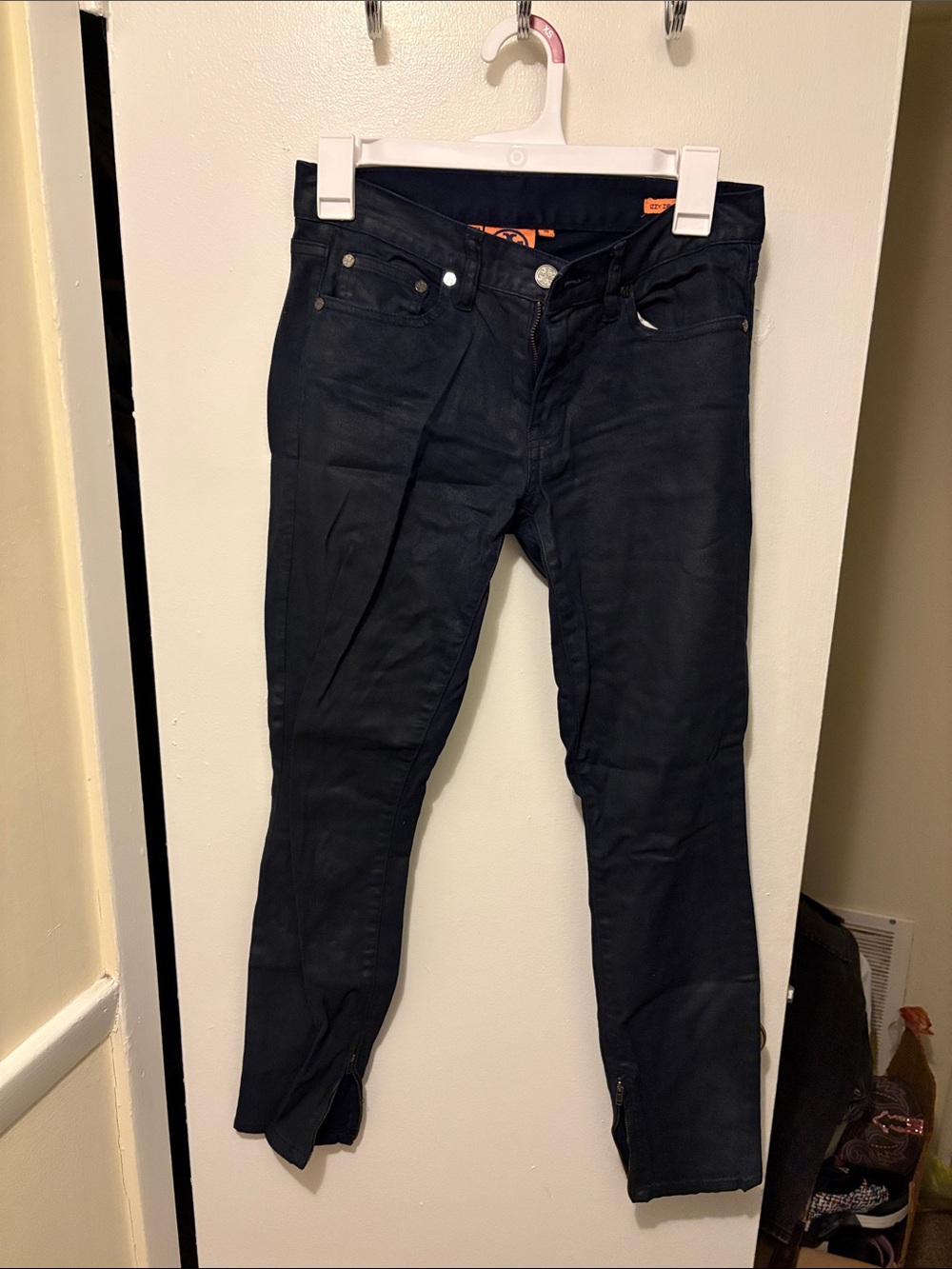 Tory Burch Black Skinny Jeans with Ankle Zips